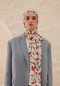CHERRY PATTERNED RAMI HIJAB ECRU