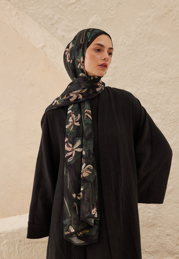 ESTELLE PATTERNED RAMI HIJAB BLACK