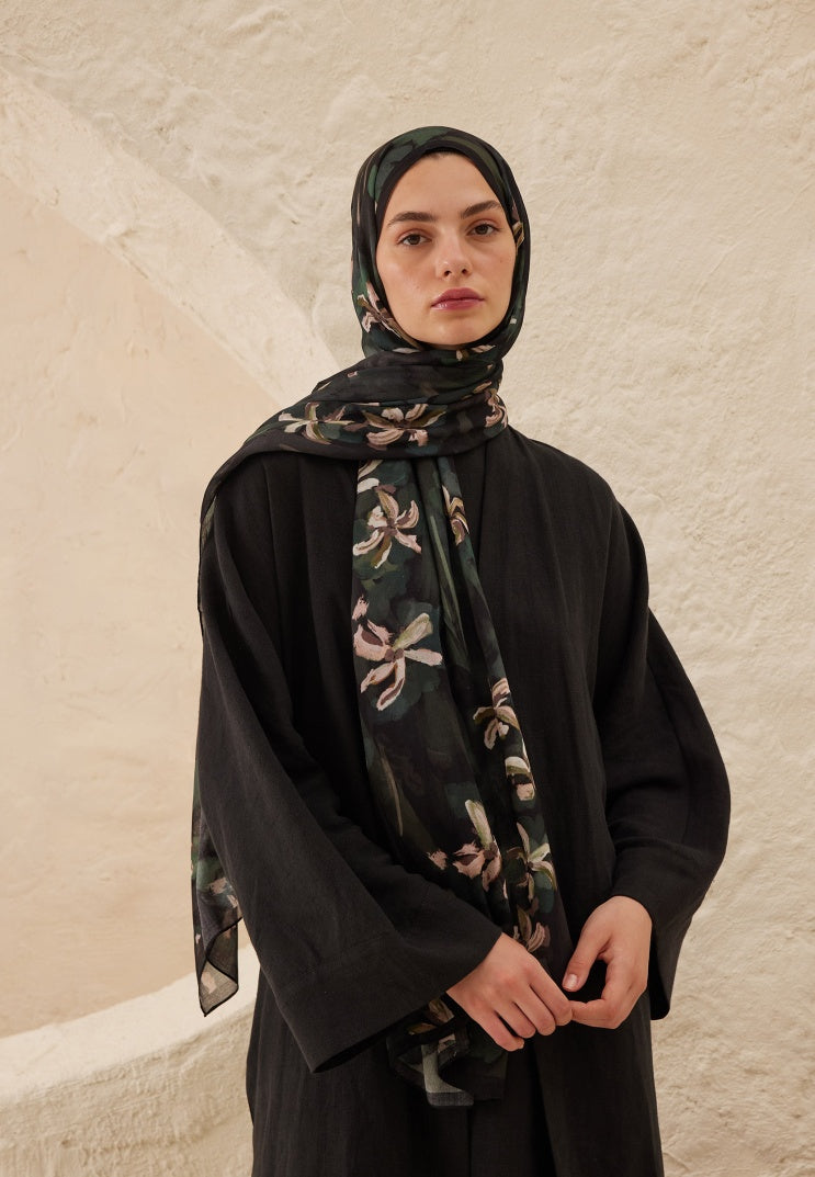 ESTELLE PATTERNED RAMI HIJAB BLACK