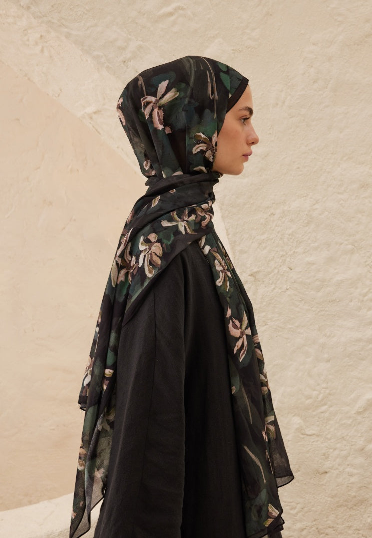 ESTELLE PATTERNED RAMI HIJAB BLACK