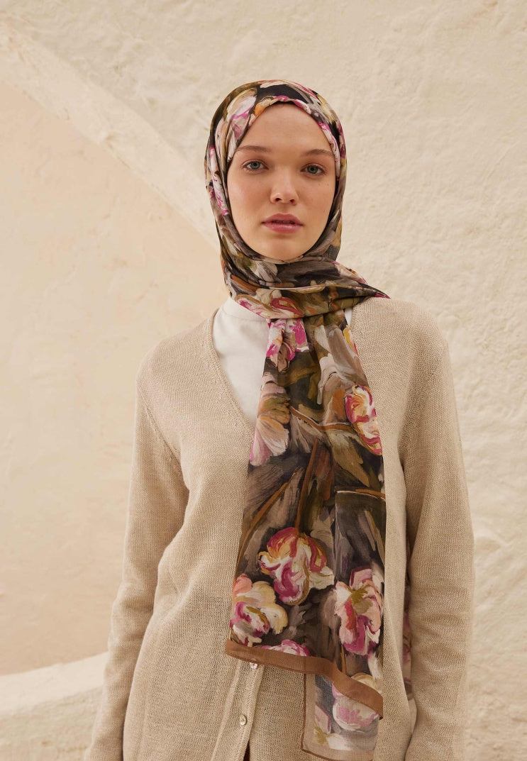LAVINIA PATTERNED RAMI HIJAB BROWN
