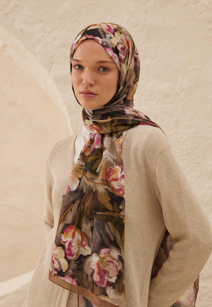 LAVINIA PATTERNED RAMI HIJAB BROWN