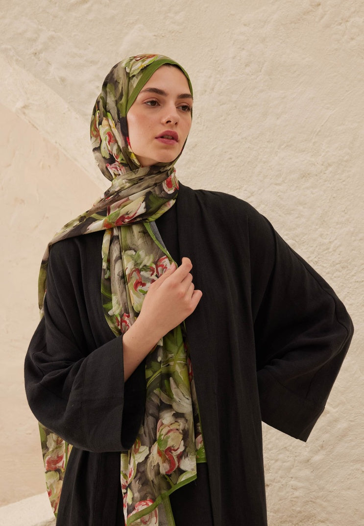 LAVINIA PATTERNED RAMI HIJAB BLACK