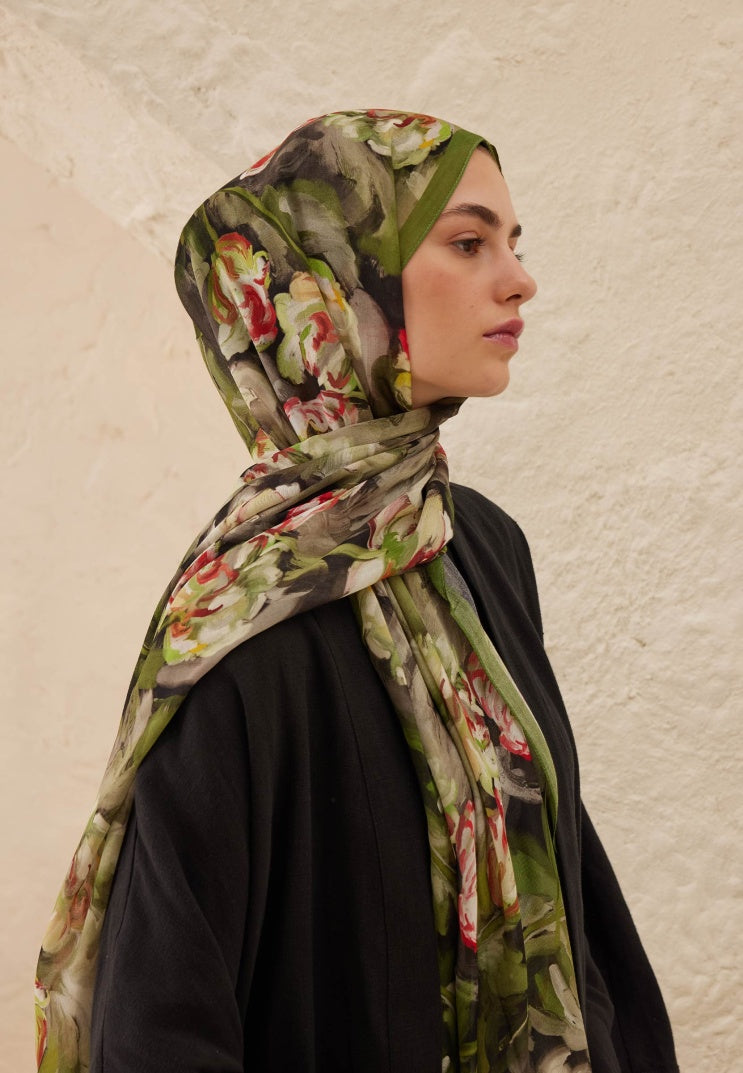 LAVINIA PATTERNED RAMI HIJAB BLACK