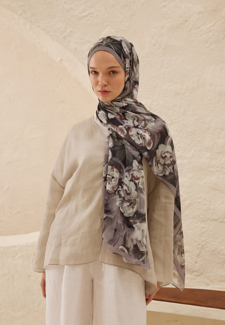 LAVINIA PATTERNED RAMI HIJAB ANTHRACITE