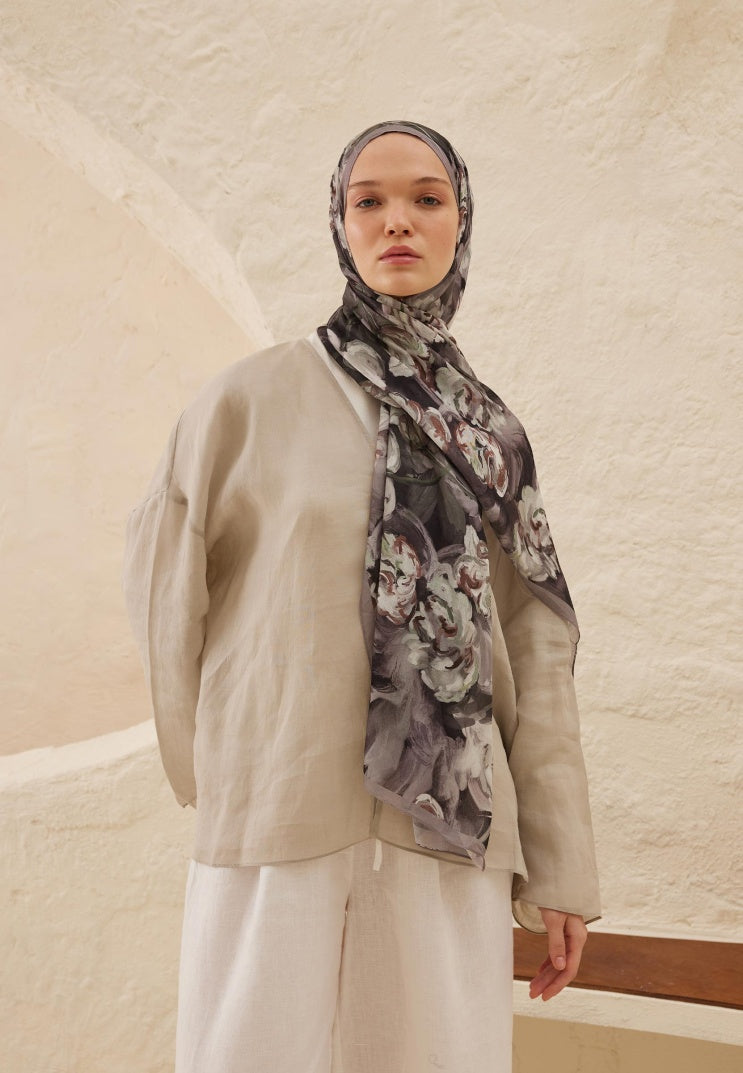 LAVINIA PATTERNED RAMI HIJAB ANTHRACITE