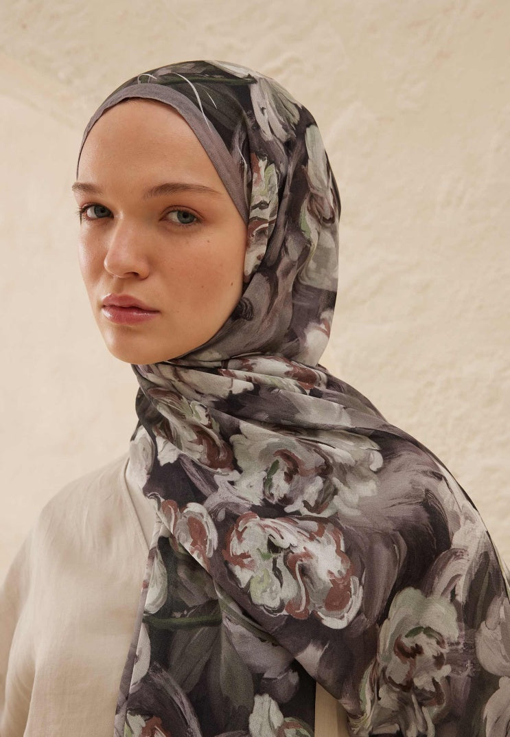 LAVINIA PATTERNED RAMI HIJAB ANTHRACITE
