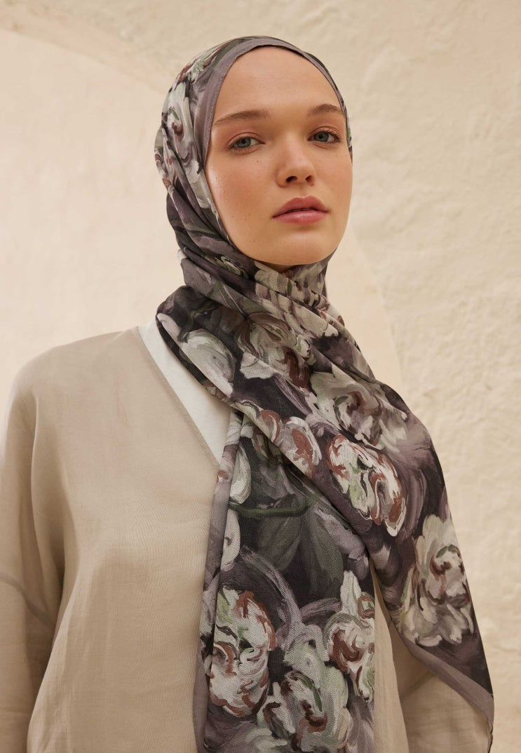 LAVINIA PATTERNED RAMI HIJAB ANTHRACITE