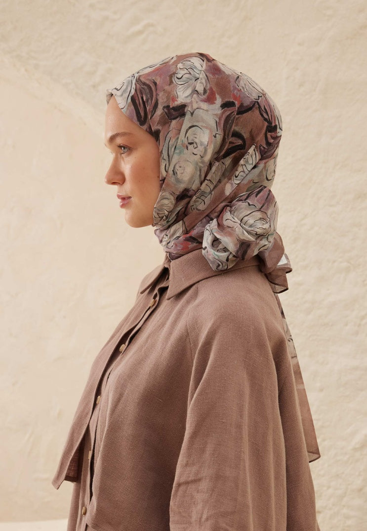LINDA PATTERN RAMI HIJAB DRIED ROSE
