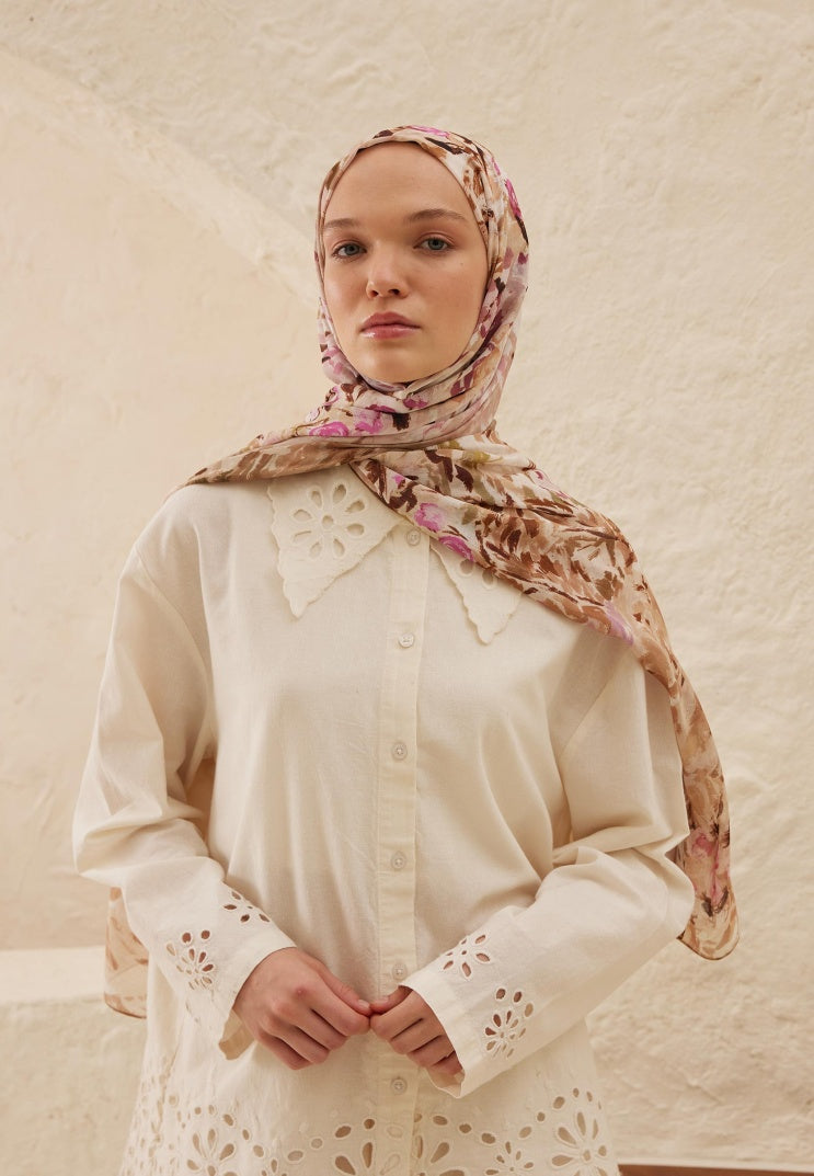 MARGARITE PATTERN RAMI HIJAB MILK COFFEE