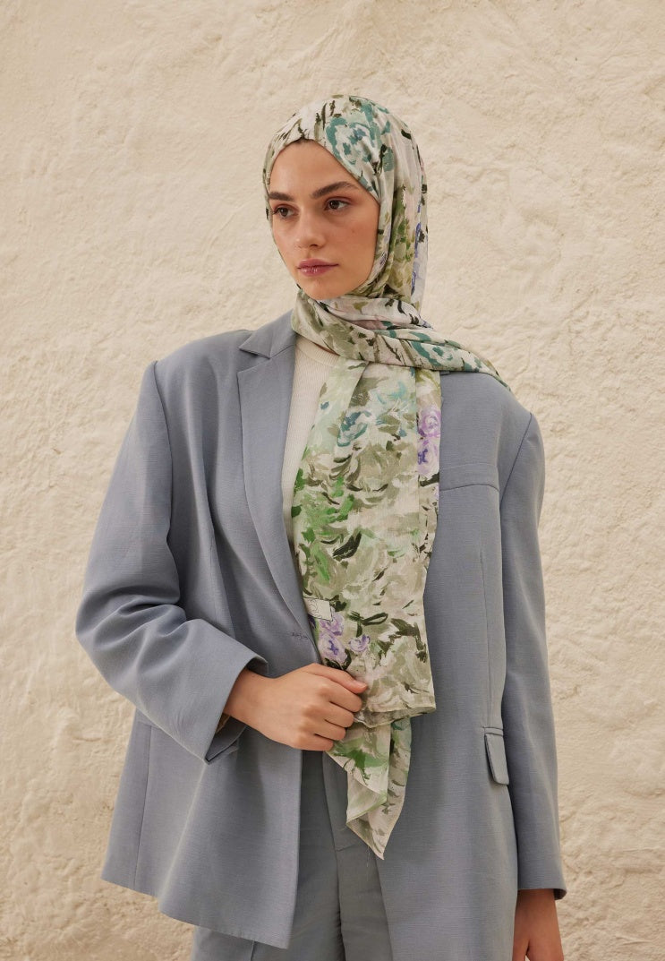 MARGARITE PATTERNED RAMI HIJAB DARK GREEN