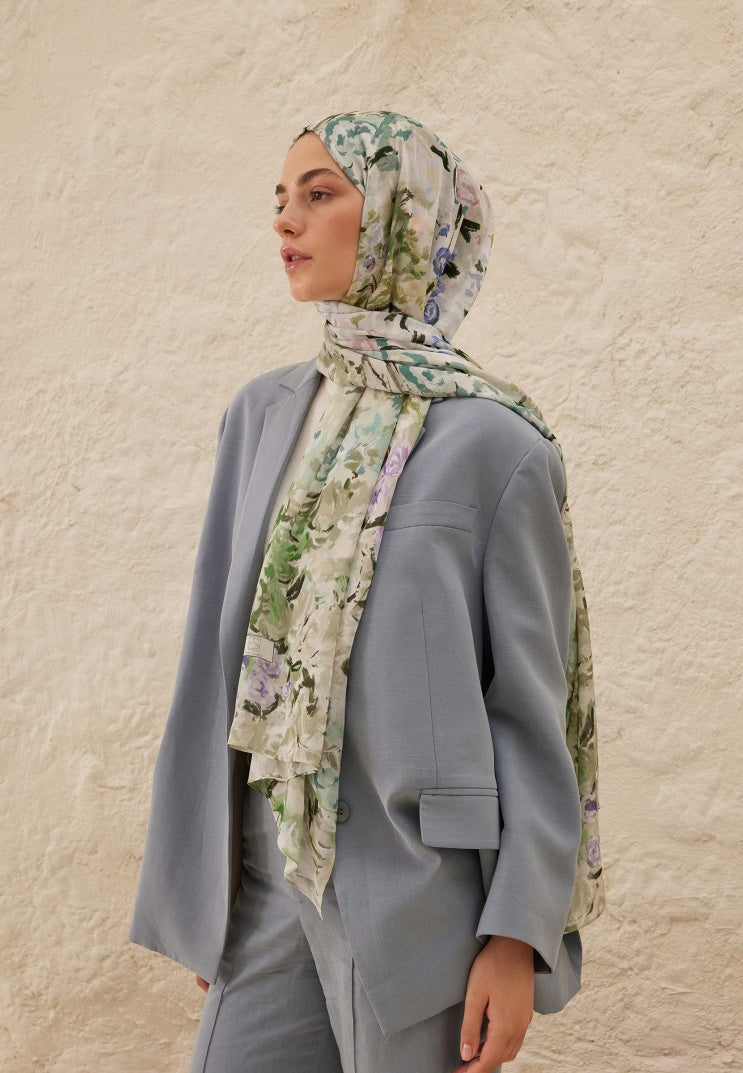 MARGARITE PATTERNED RAMI HIJAB DARK GREEN
