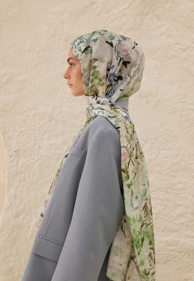MARGARITE PATTERNED RAMI HIJAB DARK GREEN