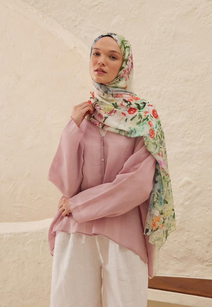 MARGARITE PATTERN RAMI HIJAB SOFT GREEN