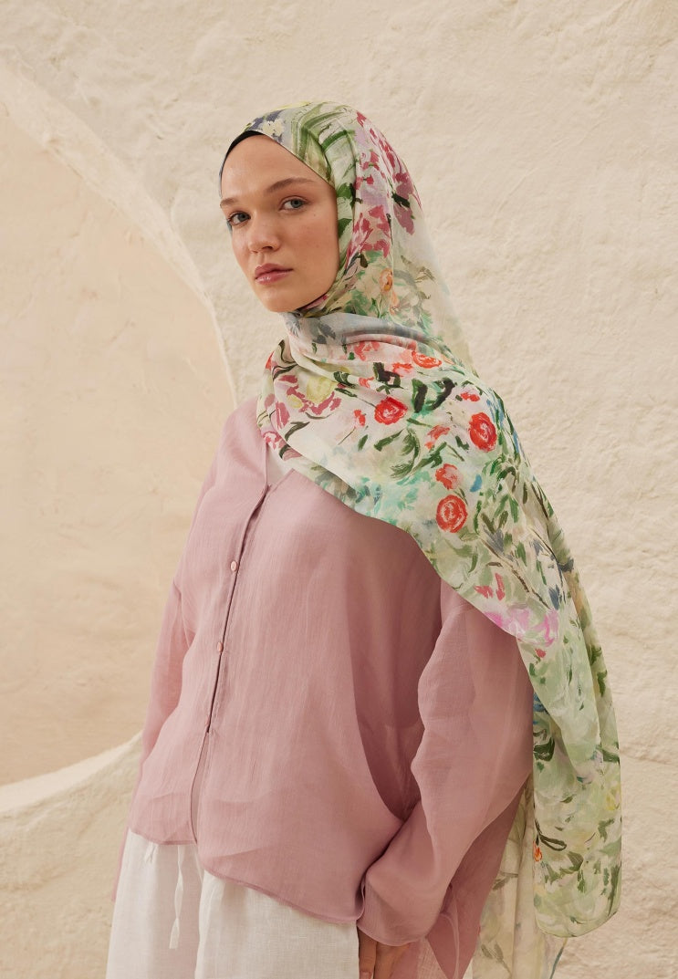 MARGARITE PATTERN RAMI HIJAB SOFT GREEN