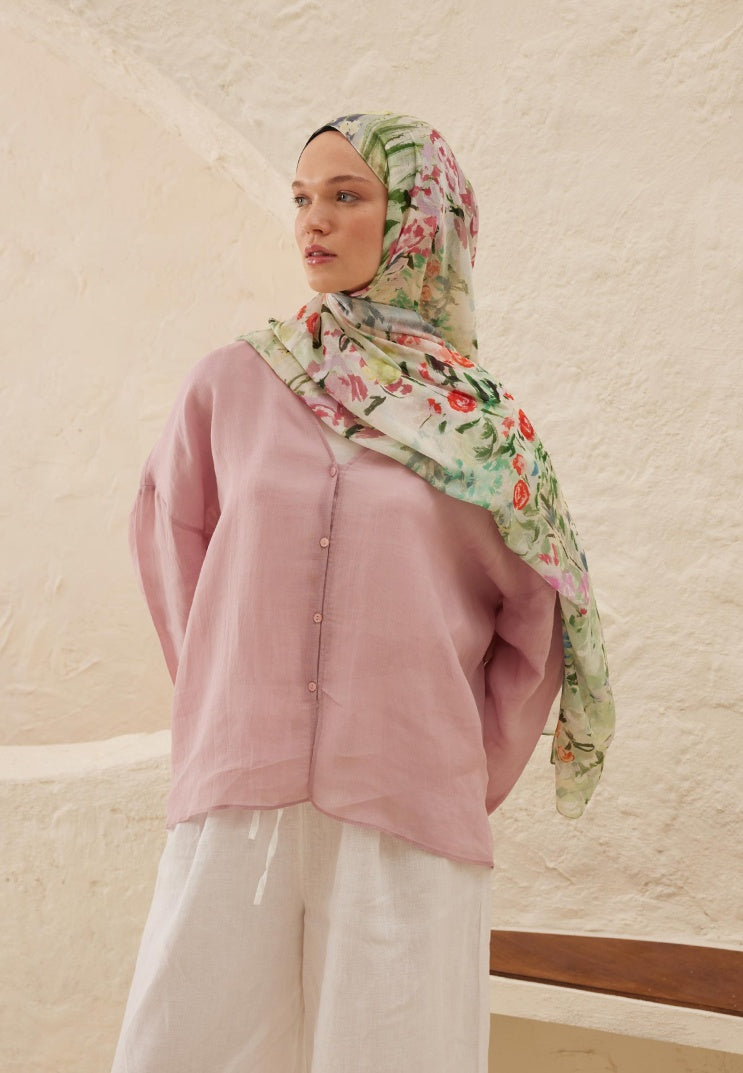 MARGARITE PATTERN RAMI HIJAB SOFT GREEN