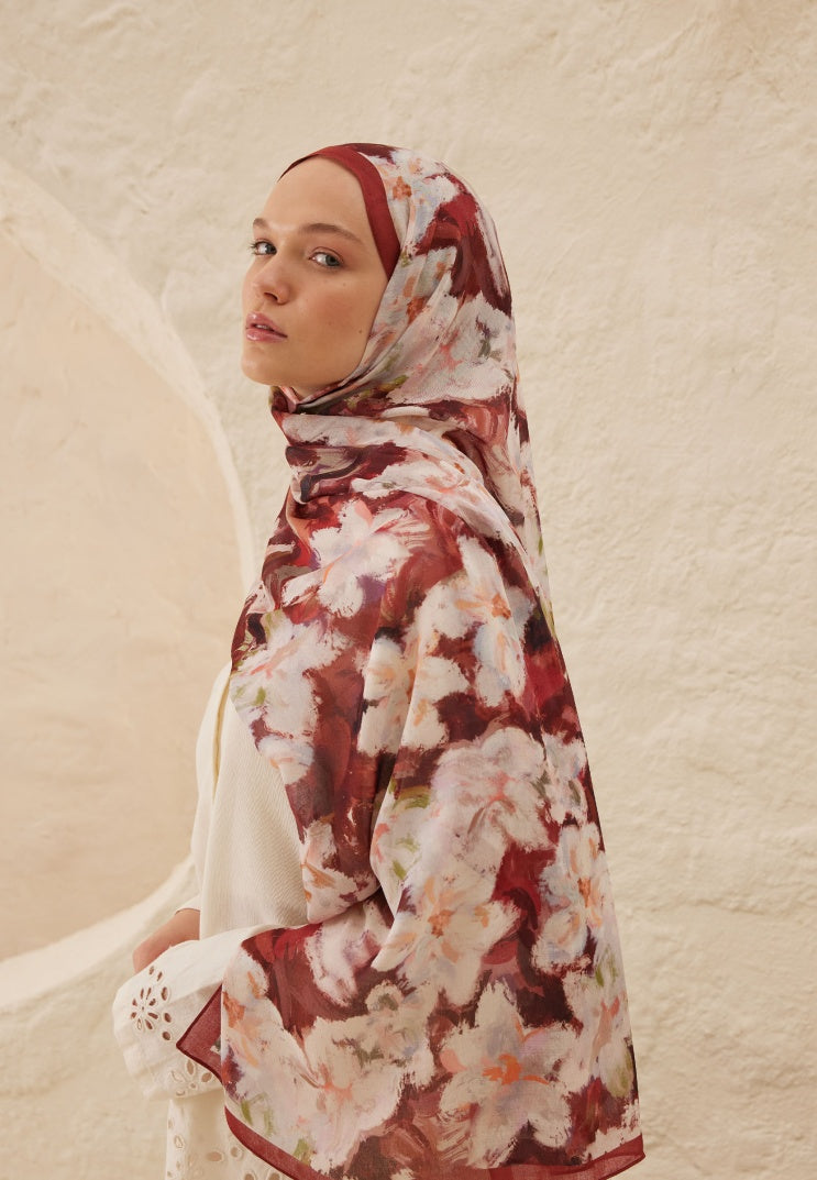 DORA PATTERN RAMI HIJAB ROSE