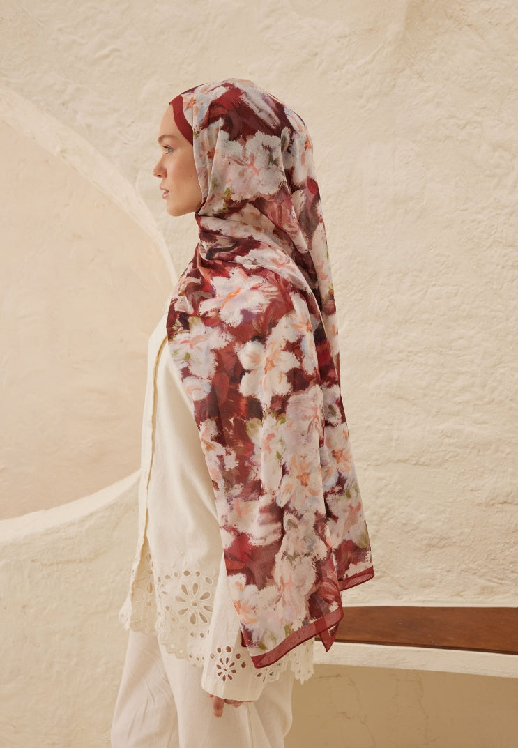 DORA PATTERN RAMI HIJAB ROSE