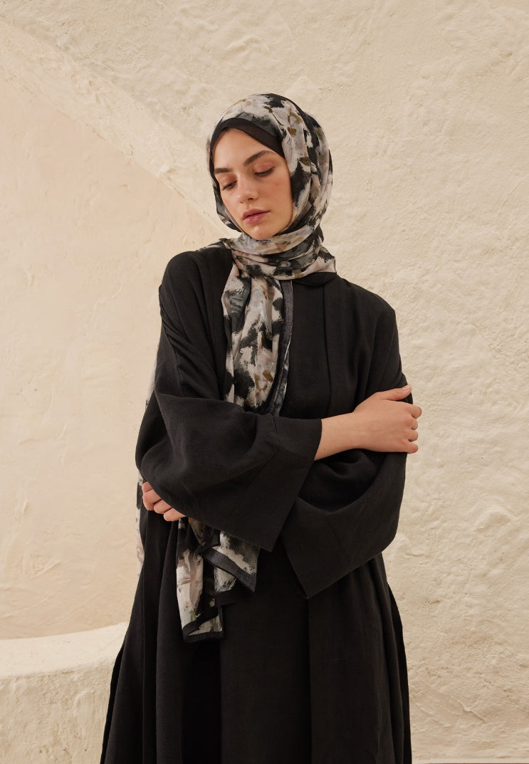 DORA PATTERN RAMI HIJAB ANTHRACITE