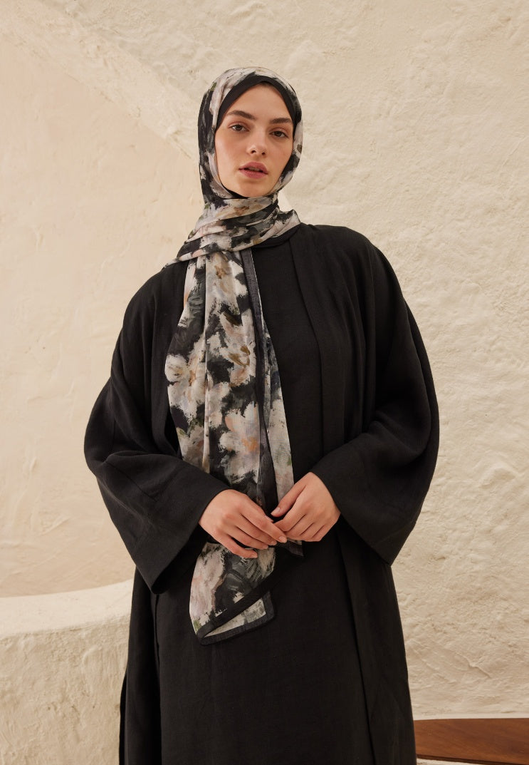 DORA PATTERN RAMI HIJAB ANTHRACITE