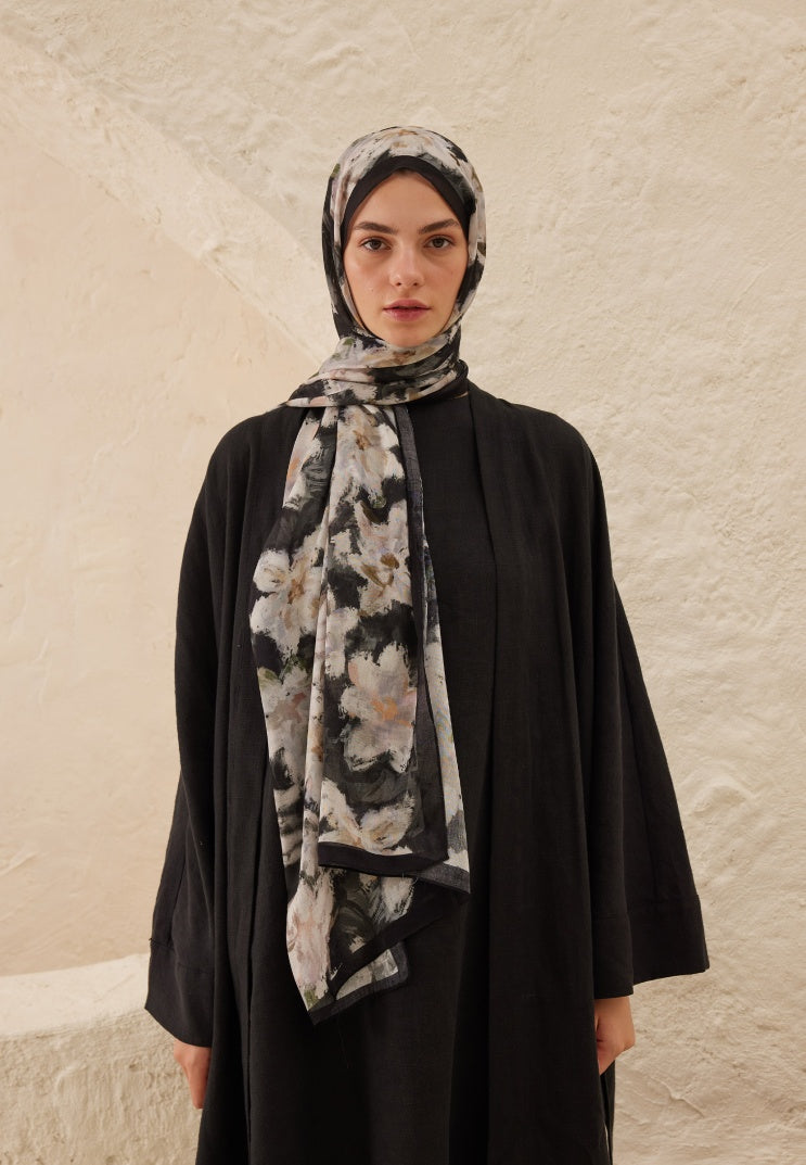 DORA PATTERN RAMI HIJAB ANTHRACITE