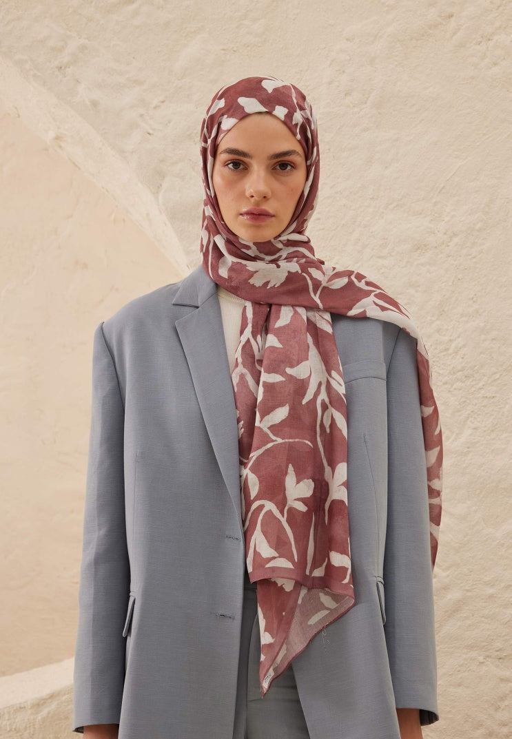 PETUNIA PATTERN RAMI HIJAB DRIED ROSE