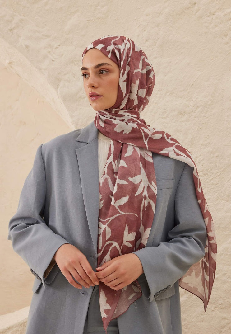 PETUNIA PATTERN RAMI HIJAB DRIED ROSE