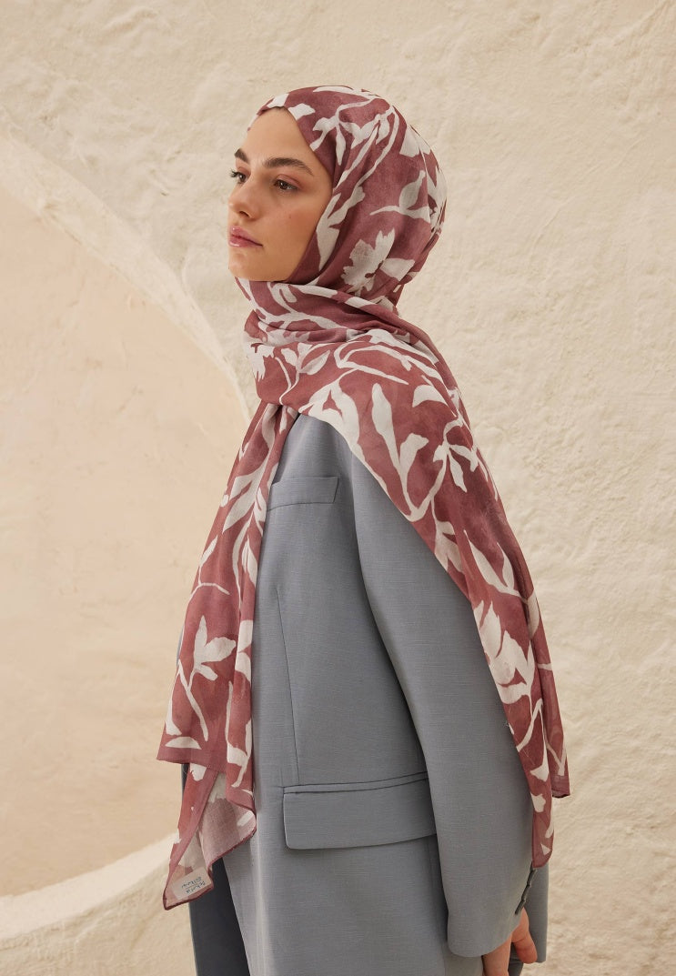 PETUNIA PATTERN RAMI HIJAB DRIED ROSE
