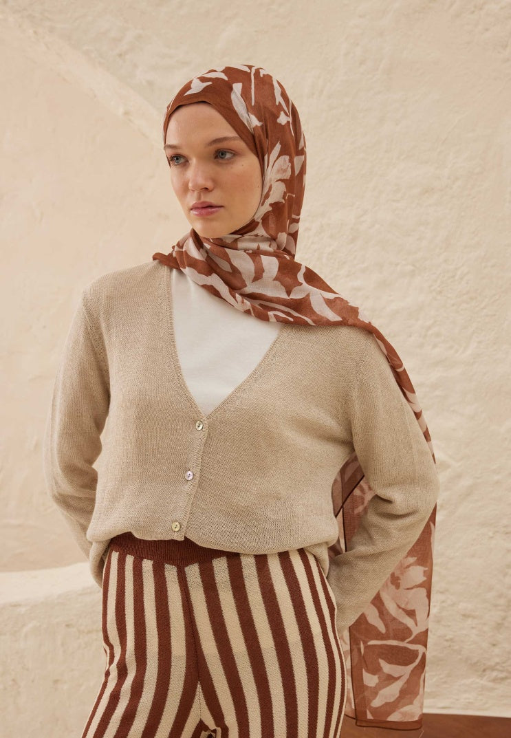 PETUNIA PATTERN RAMI HIJAB CINNAMON BAR