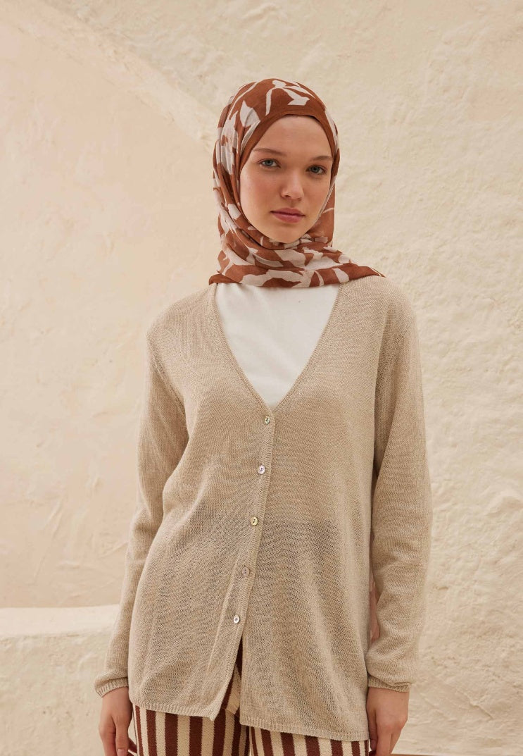 PETUNIA PATTERN RAMI HIJAB CINNAMON BAR