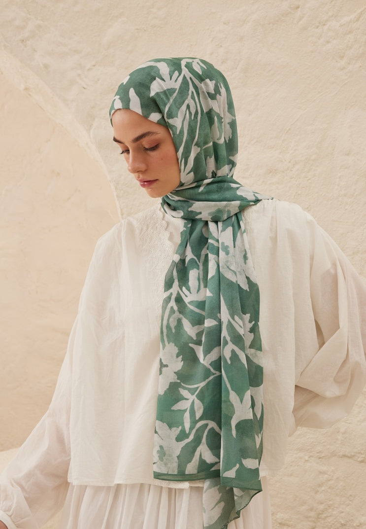 PETUNIA PATTERN RAMI HIJAB EMERALD