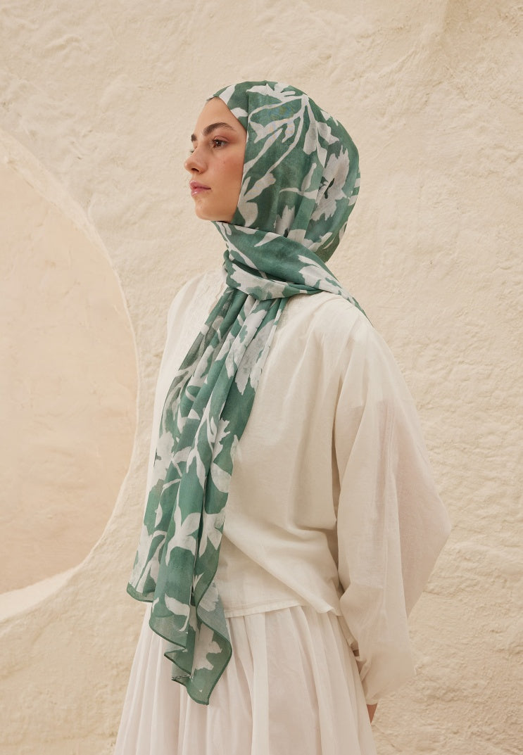 PETUNIA PATTERN RAMI HIJAB EMERALD