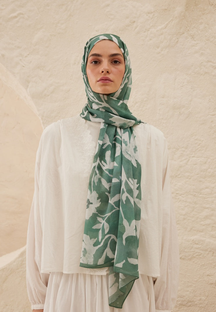 PETUNIA PATTERN RAMI HIJAB EMERALD