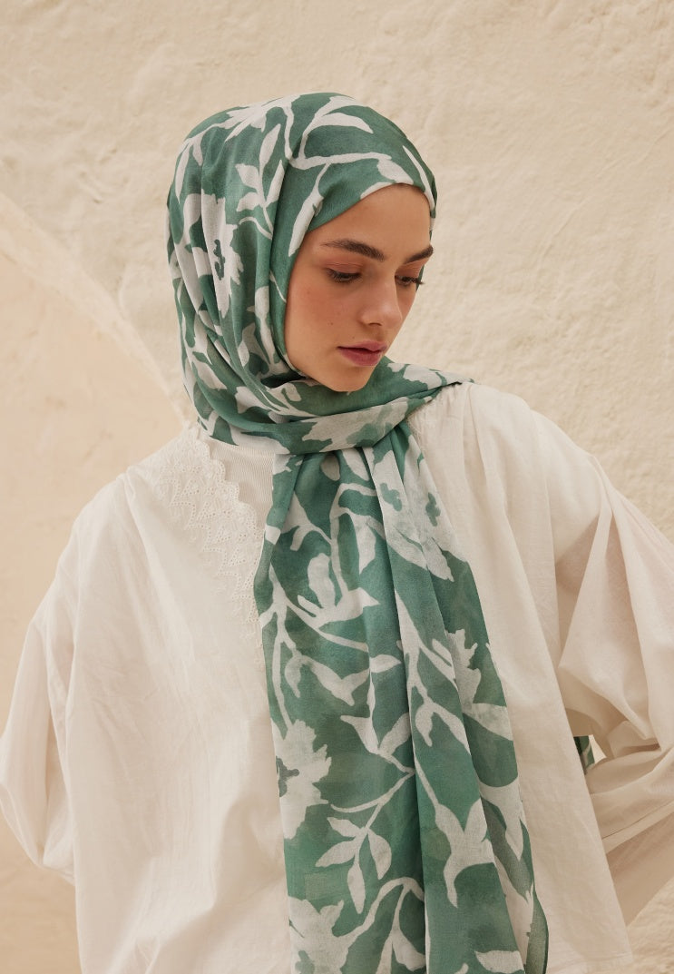 PETUNIA PATTERN RAMI HIJAB EMERALD