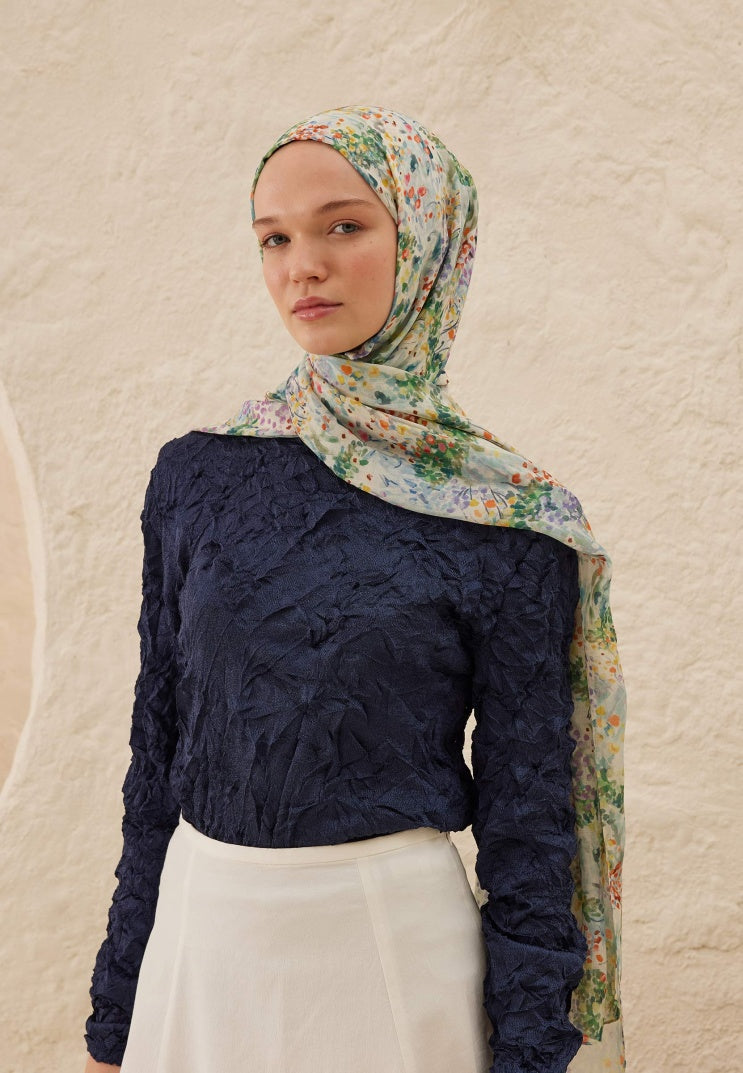 TINY BOUQUET PATTERN RAMI HIJAB SKY BLUE