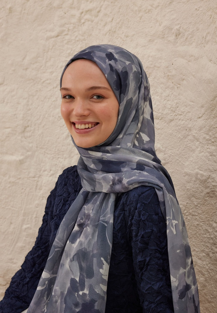 LIZZY PATTERN RAMI HIJAB INDIGO