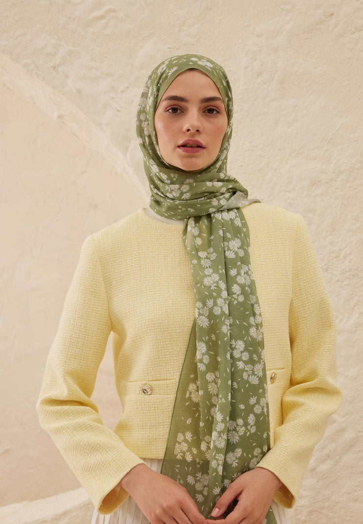 DAISY PATTERN RAMI HIJAB KHAKI