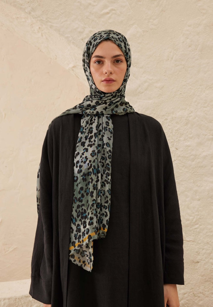 LEOPARD PATTERN RAMI HIJAB BLUE