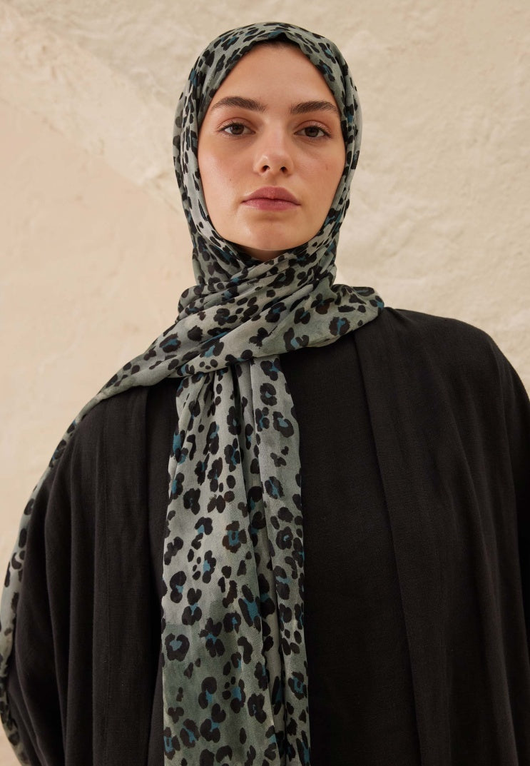 LEOPARD PATTERN RAMI HIJAB BLUE