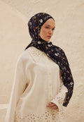 SOFT FLOWERS PATTERNED RAMI HIJAB NAVY BLUE