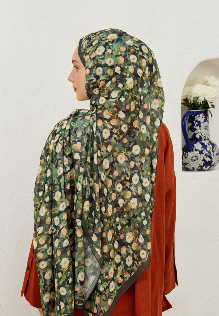 AGNES PATTERNED RAMI HIJAB DARK GREEN