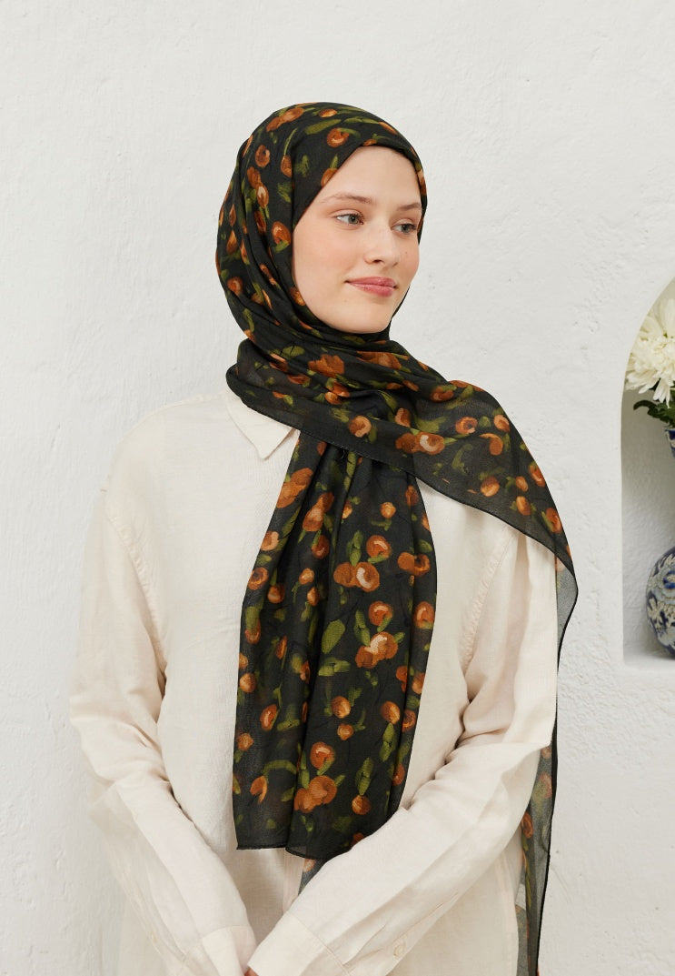 CHERRY PATTERN RAMI HIJAB BROWN