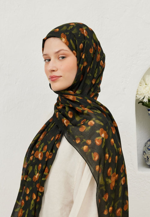 CHERRY PATTERN RAMI HIJAB BROWN