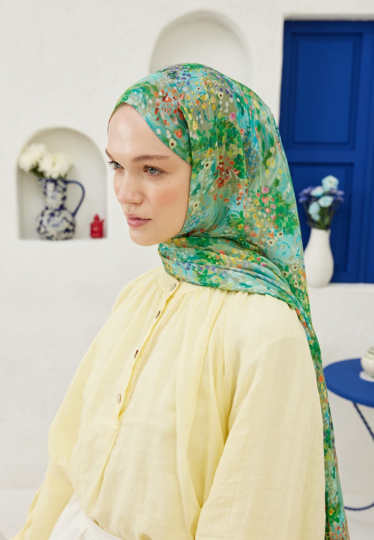 TINY BOUQUET PATTERNED RAMI HIJAB OCEAN