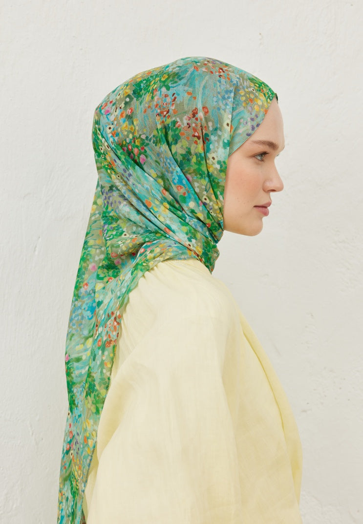TINY BOUQUET PATTERNED RAMI HIJAB OCEAN