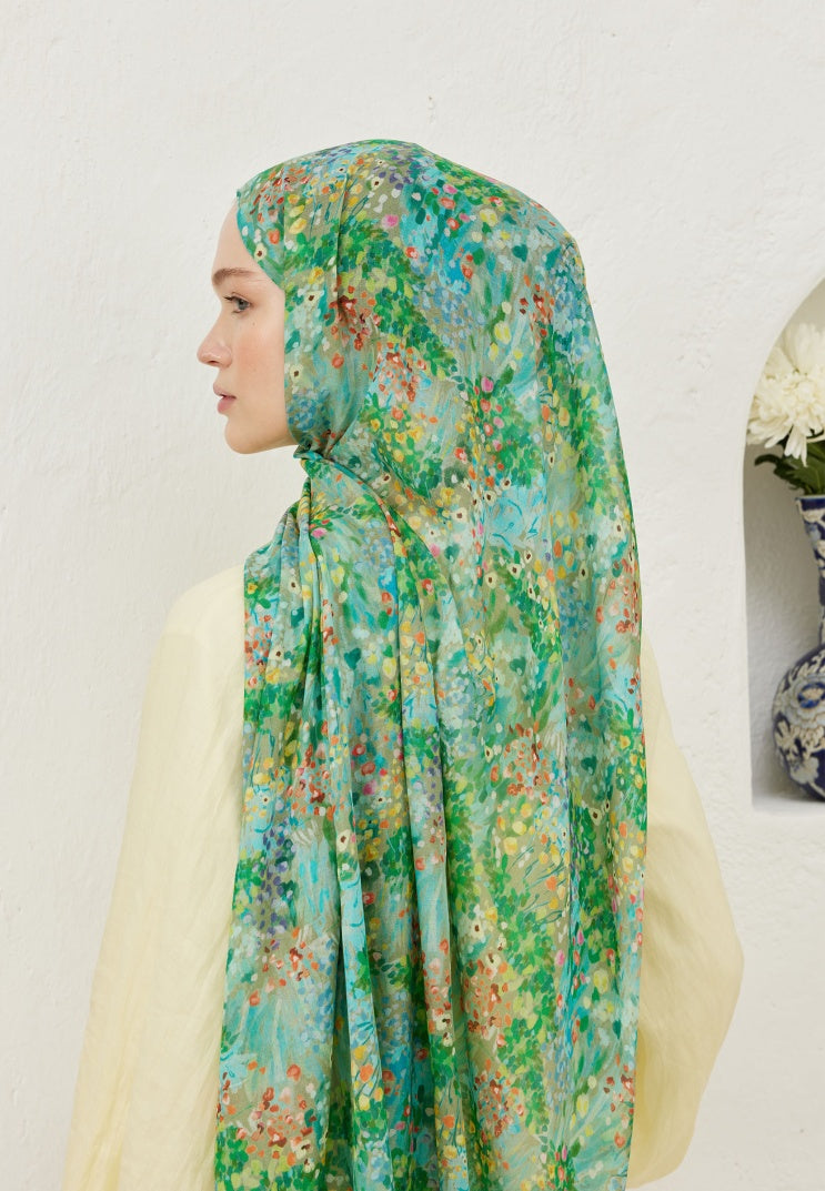 TINY BOUQUET PATTERNED RAMI HIJAB OCEAN