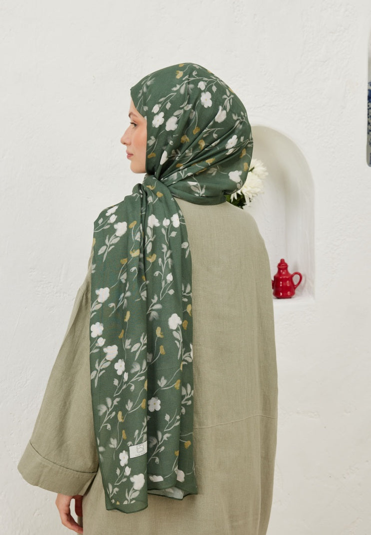 SOFT FLOWERS PATTERN RAMI HIJAB LEAF