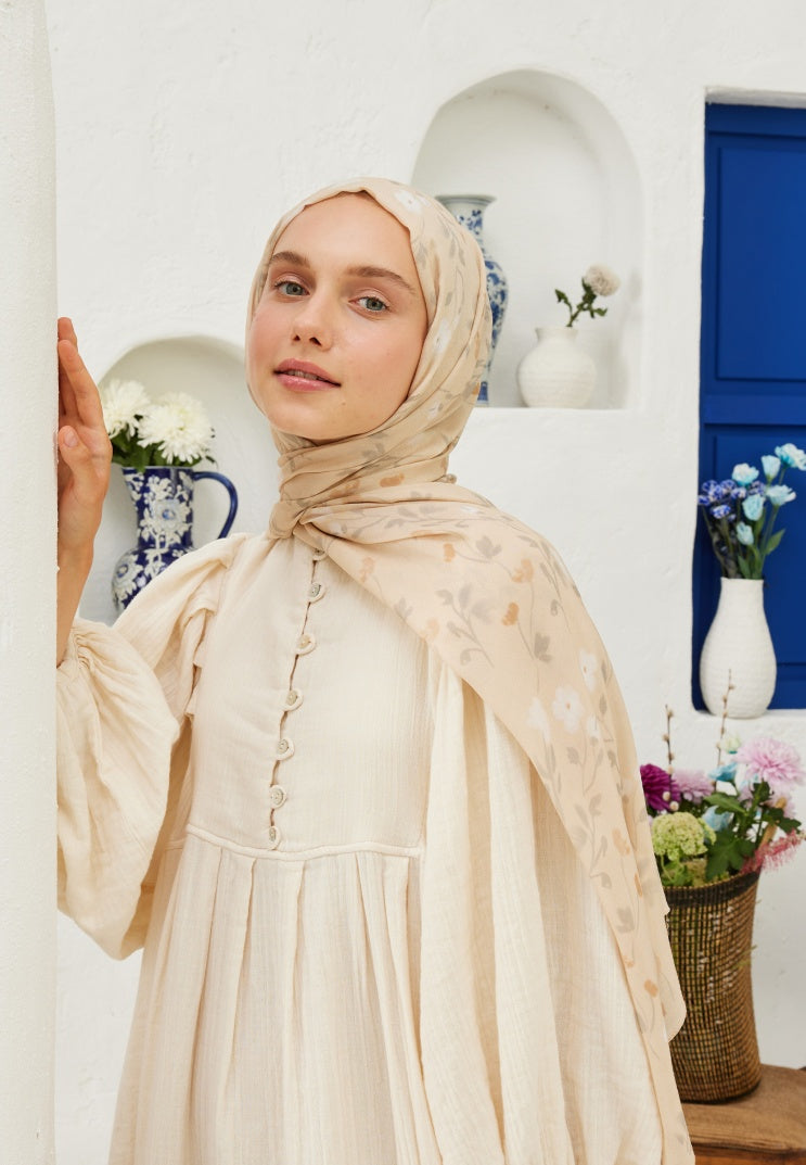 SOFT FLOWERS PATTERN RAMI HIJAB NUDE