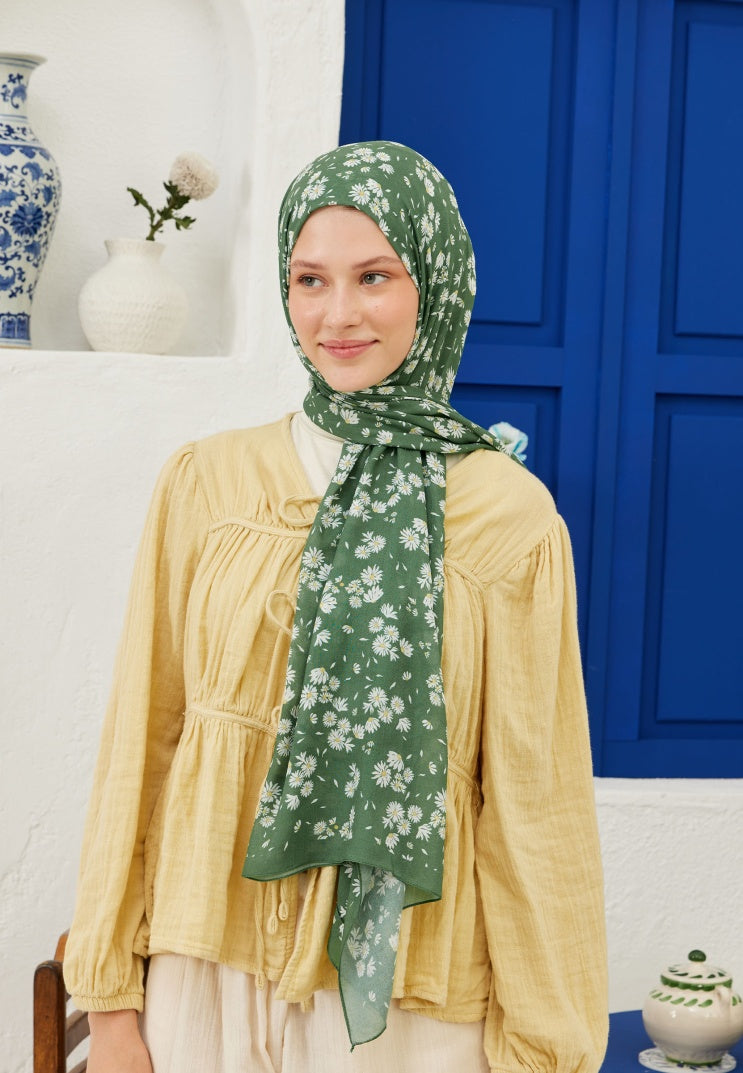 DAISY PATTERNED RAMI HIJAB GREEN