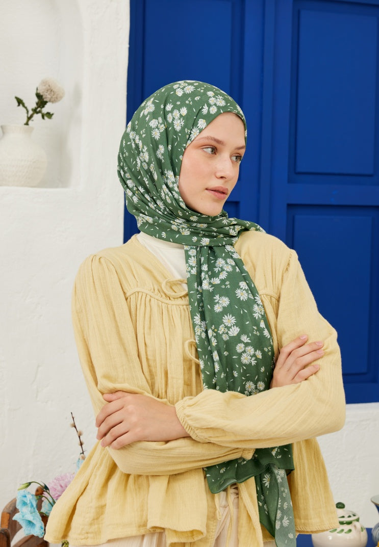 DAISY PATTERNED RAMI HIJAB GREEN